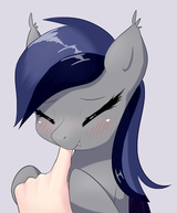 395376__safe_artist-colon-aymint_oc_oc+only_oc-colon-echo_bat+pony_human_pony_biting_blushing_consensual+vampirism_cute_ear+fluff_eyes+closed_finger+bite_hand_