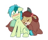 2347503__safe_artist-colon-chub-dash-wub_derpibooru+import_sandbar_yona_earth+pony_pony_yak_blushing_chest+fluff_commission_cute_eyes+closed_female_flo