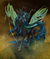 593358__safe_artist-colon-cigarscigarettes_derpibooru+import_queen+chrysalis_changeling_changeling+queen_fangs_female_solo
