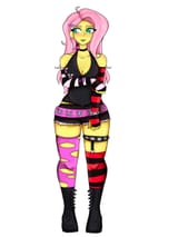 2927695__safe_artist-colon-kittygutzzart_fluttershy_human_equestria+girls_g4_arm+under+breasts_boots_breasts_busty+fluttershy_cleavage_clothes_coontails_cutie+m