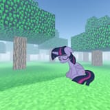 3643660__safe_edit_twilight+sparkle_alicorn_pony_g4_crossover_eyes+closed_folded+wings_frown_grass_horn_minecraft_outdoors_sad_sitting_solo_tree_twilight+sparkl