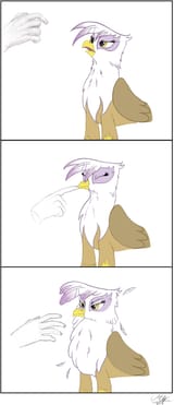 1081700__safe_cute_open+mouth_eyes+closed_frown_gilda_griffon_chest+fluff_glare_scrunchy+face