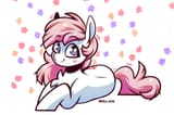 3369297__safe_artist-colon-lrusu_derpibooru+import_nurse+redheart_earth+pony_pony_g4_chest+fluff_cute_female_flower_hatless_image_looking+at+you_lying+