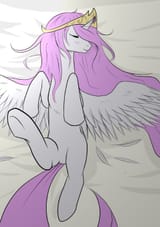 171392__safe_artist-colon-jalm_artist-colon-tytan_derpibooru+import_princess+celestia_adorable+face_cute_cutelestia_hooves_on+back_sleeping_solo