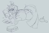 1932593__suggestive_artist-colon-mellowhen_moondancer_pony_unicorn_g4_butt_cheeky+panties_chips_clothes_eating_fat_fat+ass_female_food_frog+28hoof29_horn_linear