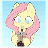fluttershy drinking boba