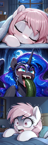 56375__questionable_ai+generated_prompter-colon-k-dot-r-dot-e-dot-d-dot-k-dot-e_nightmare+moon_nurse+redheart_alicorn_earth+pony_pony_g4_bed_bedroom_bedroom+e