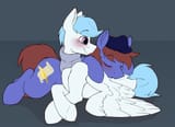 3639846__safe_artist-colon-luxsimx_oc_oc+only_oc-colon-file+folder_oc-colon-joni+horse_earth+pony_pegasus_pony_clothes_hat_male_scarf_sleeping_wings