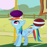 23559__safe_screencap_rainbow+dash_fall+weather+friends_animated_ball_bouncing_cropped_cute_derpibooru+import_looking+up_loop_raised+leg_smiling_solo