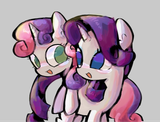 swibble hopping on rarity&#039;s back