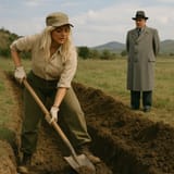Bebe Rexha digs a trench while Enver Hoxha watches