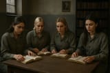 Bebe, Ava, Rita and Dua read Marx
