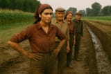 Dua and company admire the trench they just dug