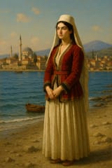 Dua Lipa stands on the shores of Vlorë