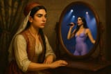 Dua Lipa stares at her 21st century self