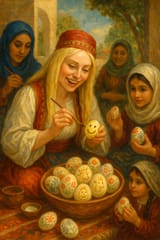 Ava Max paints eggs with the folks