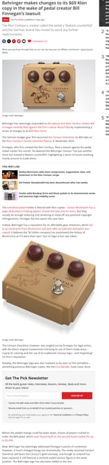 Screenshot 2025-06-27 at 13-03-14 Behringer makes changes to its $69 Klon copy in the wake of pedal creator Bill Finnegan’s lawsuit Guitar World