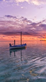Download wallpaper 1350x2400 boat, sea, ocean, horizon, sunset iphone 8+_7+_6s+_6+ for parallax hd background