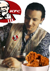Bono enjoying some fried licking good chicken