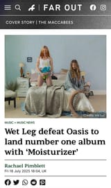 Wet Leg defeat Oasis to land number one in the album chart