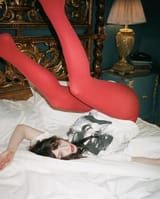 Lauren orange pink tights in bed