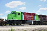 CPKC hydrogen H20EL locomotive No. 1002 approaches CPKC’s Bensenville Yard