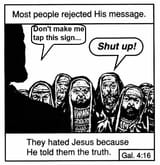 Jesus tells the truth sign tapper