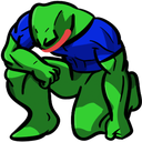 (chad pepe kneels)