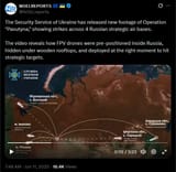 The Security Service of Ukraine has released new footage of Operation &#039;Pavutyna,&#039; showing strikes across 4 Russian strategic air bases. 11-06-2025 HD