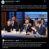 Serbian President Aleksandar Vučić, &#039;Serbia is ready to help rebuild one or two Ukrainian cities or regions to clearly demonstrate its support for the Ukrainian people.&#039; 11-06-2025