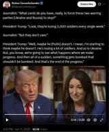 Journalist, &#039;What cards do you have, really, to force these two warring parties [Ukraine and Russia] to stop&#039; 11-06-2025, President Trump &#039;Look, they&#039;re losing 5,000 soldiers&#039; HD
