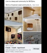 mean while in California sleep pod community