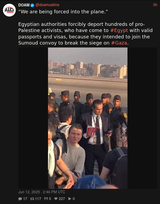 Screenshot 2025-06-12 at 19-32-57 DOAM (@doamuslims) “We are being forced into the plane.” Egyptian authorities forcibly deport hundreds of pro-Palestine activists who have come to #Egypt with valid passports and visas because they intended t[...]