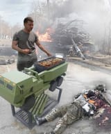 Fresh juicy fiery 250km column of shashlik
