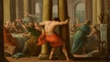 based_netenyahu_hercules_last_act_bb_pull_down_the_Masonry_pillars_artwork_terrified_plebians