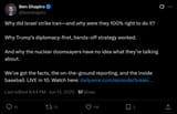 Screenshot 2025-06-12 at 18-45-02 Ben Shapiro on X Why did Israel strike Iran—and why were they 100% right to do it Why Trump’s diplomacy-first hands-off strategy worked. And why the nuclear doomsayers have no idea what they[...]
