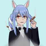 Pekora smoking her cigar in her war criminal tuxedo made out of skinned villagers hololive vtuber pepe