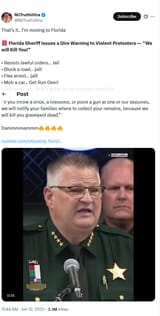 florida sheriff tells protestors to f off]
