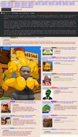picture of Floyd&#039;s neck crammed between the buttcheeks of some yellow cartoon character with the caption &#039;i can&#039;t sneed&#039;