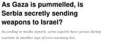 Serbia secretly sending weapons to Israel Israel-Palestine conflict