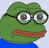very smart pepe wearing glasses