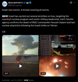 Israel-Iran events. A thread covering all events. 13-06-2025, Israel has carried out several airstrikes on Iran, targeting the country’s nuclear program