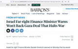 Israel finance minister wants war