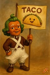 TRUMP TACO FLAG WITH Oompa Loompa outfit