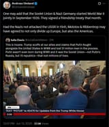 One may add that the Soviet Union &amp; Nazi Germany started World War II jointly in September 1939. They signed a friendship treaty that month 13-06-2025 TRUMP
