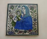 Antique Christian Persian Qajar Polychrome Ceramic Glazed Tile 5,5&#039; x 5,9&#039;