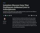 Jewish genetic predisposition to schizophrenia