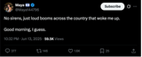 Screenshot 2025-06-14 at 00-41-15 (9) Maya 🇮🇱 on X No sirens just loud booms across the country that woke me up. Good morning I guess. _ X