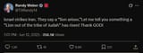 Screenshot 2025-06-14 at 00-19-16 Randy Weber on X Israel strikes Iran. They say a “lion arises.”Let me tell you something a “Lion out of the tribe of Judah” has risen! Thank GOD! _ X