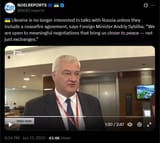 Ukraine is no longer interested in talks with Russia unless they include a ceasefire agreement, says Foreign Minister Andriy Sybiiha. 13-06-2025
